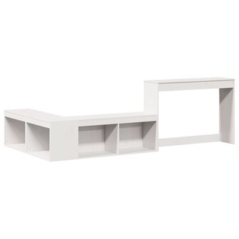 Nachtkastje met bureau 232x112x75 cm massief grenenhout wit 3