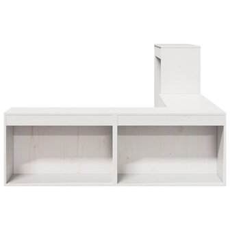 Nachtkastje met bureau 232x112x75 cm massief grenenhout wit 5