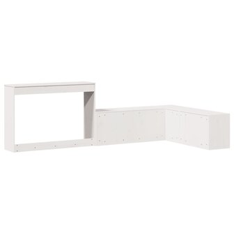 Nachtkastje met bureau 232x112x75 cm massief grenenhout wit 6