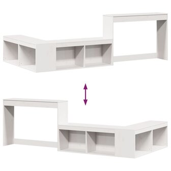 Nachtkastje met bureau 232x112x75 cm massief grenenhout wit 7