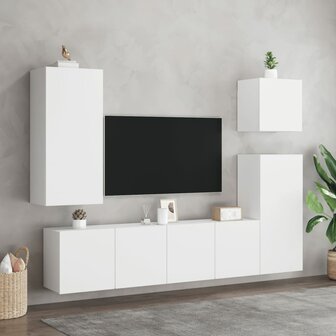 5-delige Tv-meubelset bewerkt hout wit 3