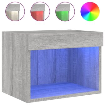 Nachtkastjes met LED&amp;apos;s 2 st wandgemonteerd grijs sonoma eiken 7