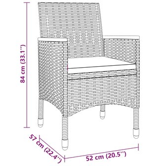 3-delige Tuinset poly rattan grijs 8