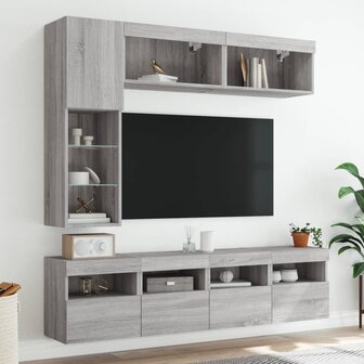 7-delige Tv-wandmeubelset met LED-verlichting grijs sonoma 4