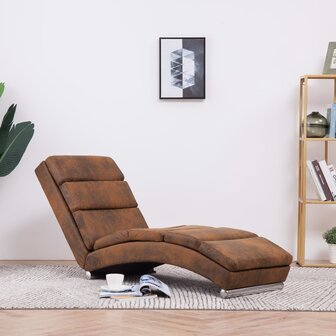 Chaise longue kunstsu&egrave;de bruin 1