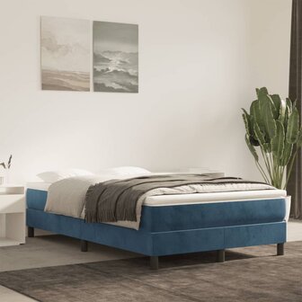 Pocketveringmatras 120x220x20 cm fluweel donkerblauw 1