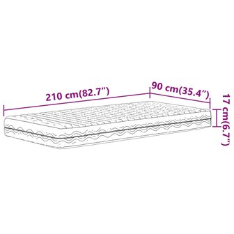 Schuimmatras hardheid H2 H3 90x210 cm wit 9