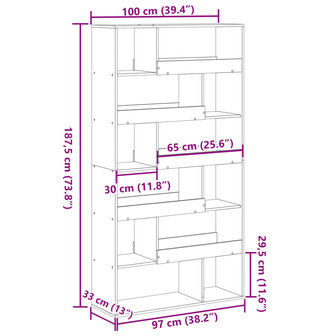 Kamerscherm 100x33x187,5 cm bewerkt hout zwart 9