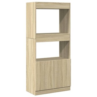 Hoge kast 63x33x140 cm bewerkt hout sonoma eikenkleurig 2