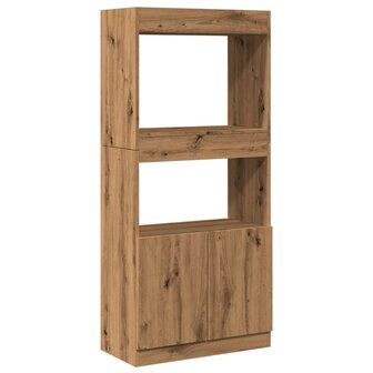 Hoge kast 63x33x140 cm bewerkt hout artisanaal eikenkleurig 2