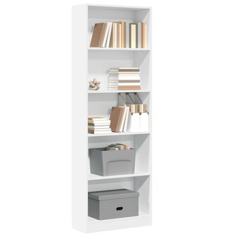 Boekenkast 60x24x176 cm bewerkt hout wit 1