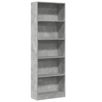 Boekenkast 60x24x176 cm bewerkt hout betongrijs 2