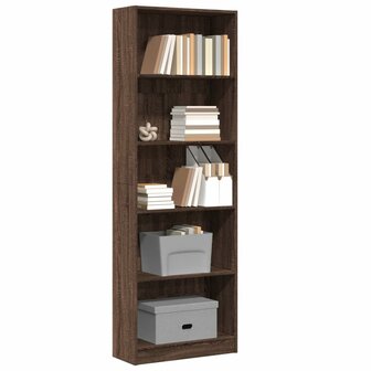 Boekenkast 60x24x176 cm bewerkt hout bruin eikenkleurig 1