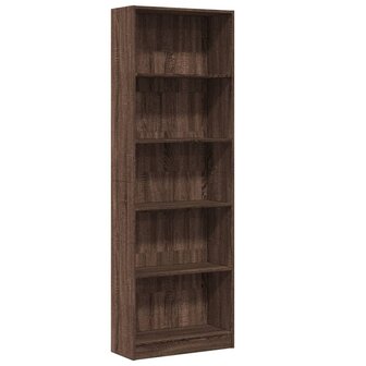 Boekenkast 60x24x176 cm bewerkt hout bruin eikenkleurig 2