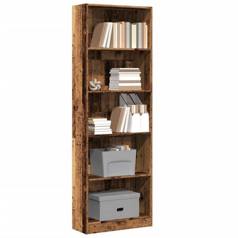 Boekenkast 60x24x176 cm bewerkt hout oud houtkleurig 1