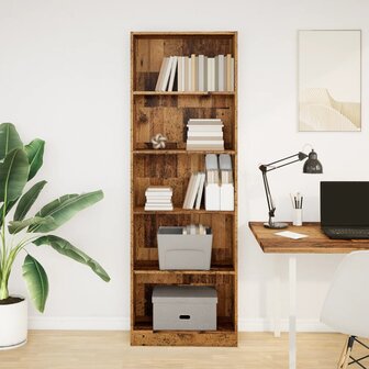 Boekenkast 60x24x176 cm bewerkt hout oud houtkleurig 3