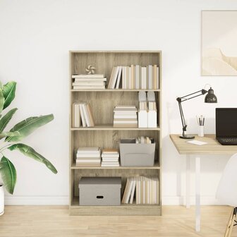 Boekenkast 80x24x143 cm bewerkt hout sonoma eikenkleurig 3