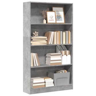 Boekenkast 80x24x143 cm bewerkt hout betongrijs 1