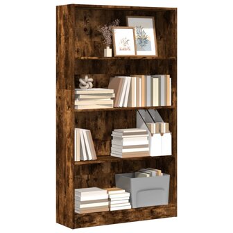 Boekenkast 80x24x143 cm bewerkt hout gerookt eikenkleurig 1