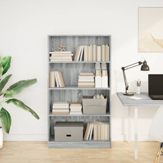 Boekenkast 80x24x143 cm bewerkt hout grijs sonoma eikenkleurig 3