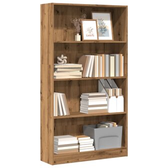 Boekenkast 80x24x143 cm bewerkt hout artisanaal eikenkleurig 1