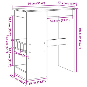 Bartafel met rekken 90x47,5x103,5 cm hout artisanaal eikenkleur 9