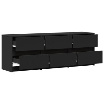 Tv-meubel met LED 140x34x50 cm bewerkt hout zwart 6