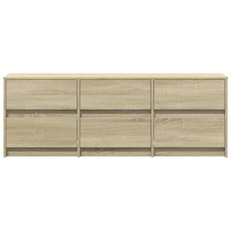 Tv-meubel met LED 140x34x50 cm bewerkt hout sonoma eikenkleurig 7