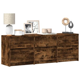 Tv-meubel met LED 140x34x50 cm bewerkt hout gerookt eikenkleur 1