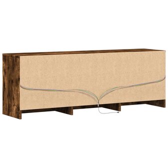 Tv-meubel met LED 140x34x50 cm bewerkt hout gerookt eikenkleur 9