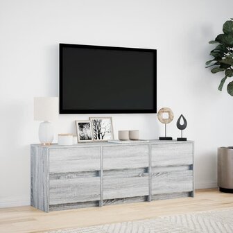 Tv-meubel met LED 140x34x50 cm bewerkt hout grijs sonoma eiken 4