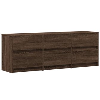 Tv-meubel met LED 140x34x50 cm bewerkt hout bruin eikenkleurig 3