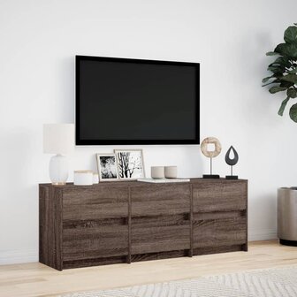 Tv-meubel met LED 140x34x50 cm bewerkt hout bruin eikenkleurig 4