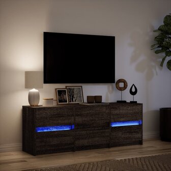 Tv-meubel met LED 140x34x50 cm bewerkt hout bruin eikenkleurig 5