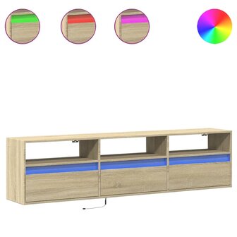 Tv-wandmeubel met LED-verlichting 180x31x45 cm sonoma eiken 2