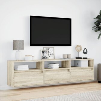 Tv-wandmeubel met LED-verlichting 180x31x45 cm sonoma eiken 4