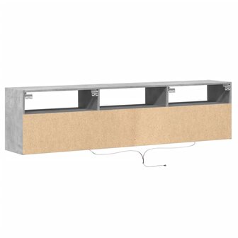 Tv-wandmeubel met LED-verlichting 180x31x45 cm betongrijs 8