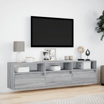 Tv-wandmeubel met LED-verlichting 180x31x45 cm grijs sonoma 4