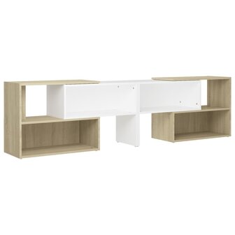 Tv-meubel 149x30x52 cm bewerkt hout wit en sonoma eikenkleurig 2