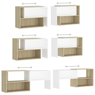 Tv-meubel 149x30x52 cm bewerkt hout wit en sonoma eikenkleurig 6