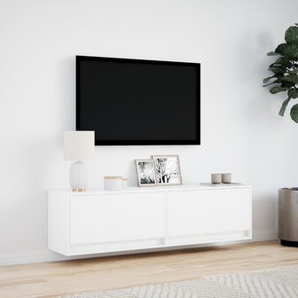 Tv-wandmeubel met LED-verlichting 140x31x38 cm wit 4