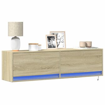 Tv-wandmeubel met LED-verlichting 140x31x38 cm sonoma eiken 1