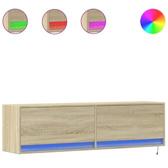 Tv-wandmeubel met LED-verlichting 140x31x38 cm sonoma eiken 2