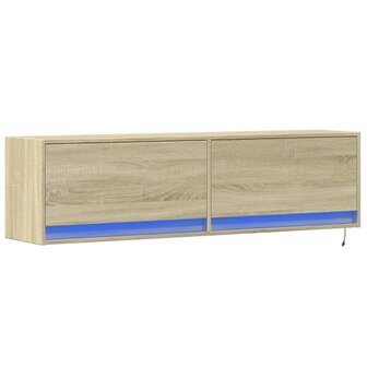 Tv-wandmeubel met LED-verlichting 140x31x38 cm sonoma eiken 3