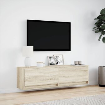 Tv-wandmeubel met LED-verlichting 140x31x38 cm sonoma eiken 4