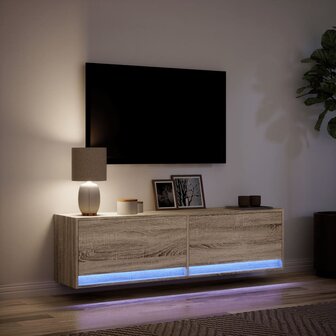 Tv-wandmeubel met LED-verlichting 140x31x38 cm sonoma eiken 5