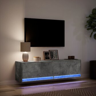 Tv-wandmeubel met LED-verlichting 140x31x38 cm betongrijs 5