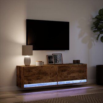 Tv-wandmeubel met LED-verlichting 140x31x38 cm gerookt eiken 5