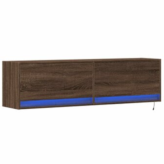 Tv-wandmeubel met LED-verlichting 140x31x38 cm bruin eikenkleur 3