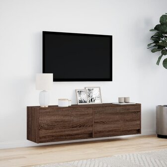 Tv-wandmeubel met LED-verlichting 140x31x38 cm bruin eikenkleur 4